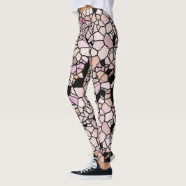 Leggings Patrón de arte retro pastel Rubor violeta rosa mos