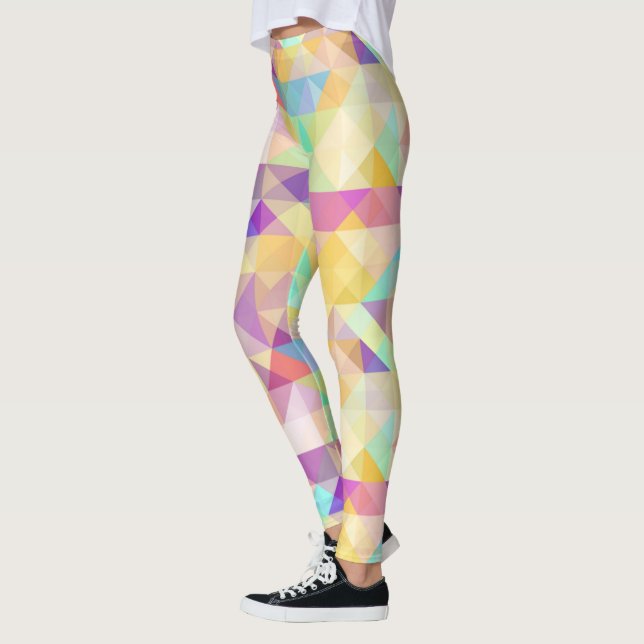 Leggings Patrón de arte rosa rosa azul turquesa morado (Izquierda)