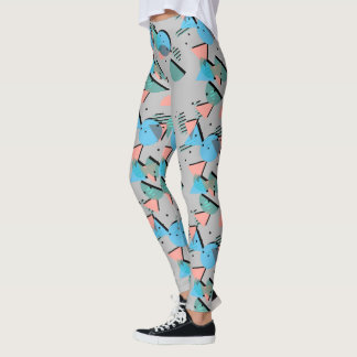 Leggings Patrón de arte Rubor Pink 50 de color azul verde m