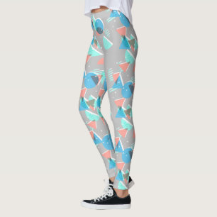 Leggings Patrón de arte Rubor Pink 50 de color azul verde m