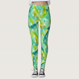 Leggings Patrón de aura azul de la menta triangular de flec