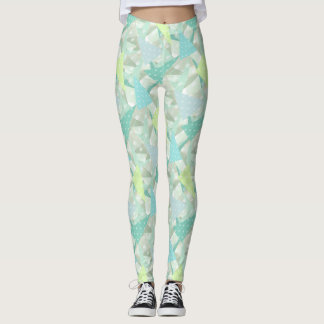 Leggings Patrón de aura azul de la menta triangular de flec