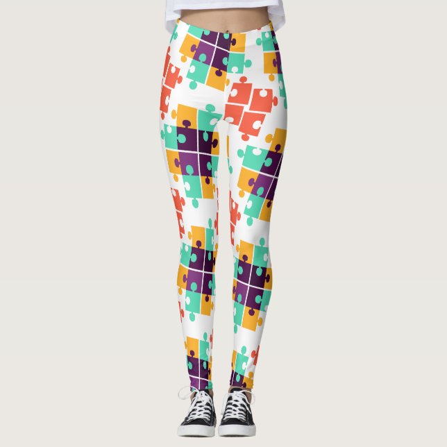 Leggings Patrón de autismo de rompecabezas regalo verano li (Anverso)