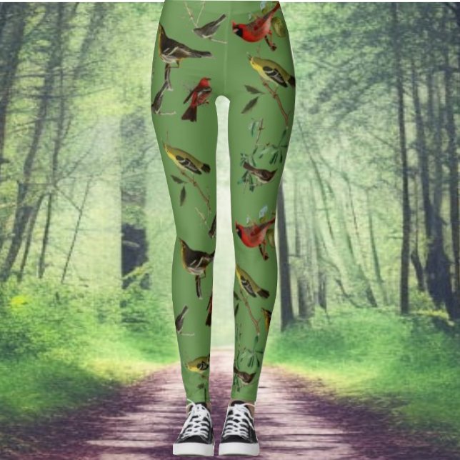 Leggings Patrón de aves del tema de los bosques naturales (Subido por el creador)