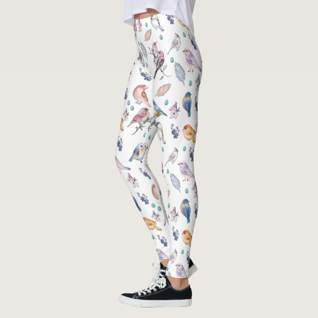 Leggings Patrón de aves primaverales (Izquierda)