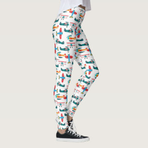 Leggings patrón de avión vintage retro