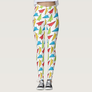 Leggings Patrón de aviones de papel colorido