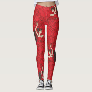 Leggings Patrón de baile del tango vintage Flamenco