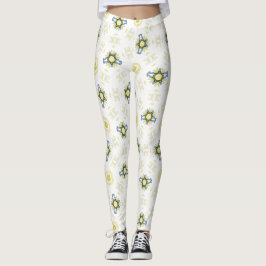 Leggings Patrón de baldosas florales de acuarela suave
