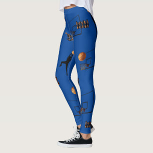 Leggings Patrón de baloncesto azul,