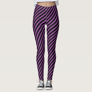 Leggings Patrón de banda diagonal púrpura negra
