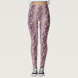 Leggings Patrón de banda morada floral