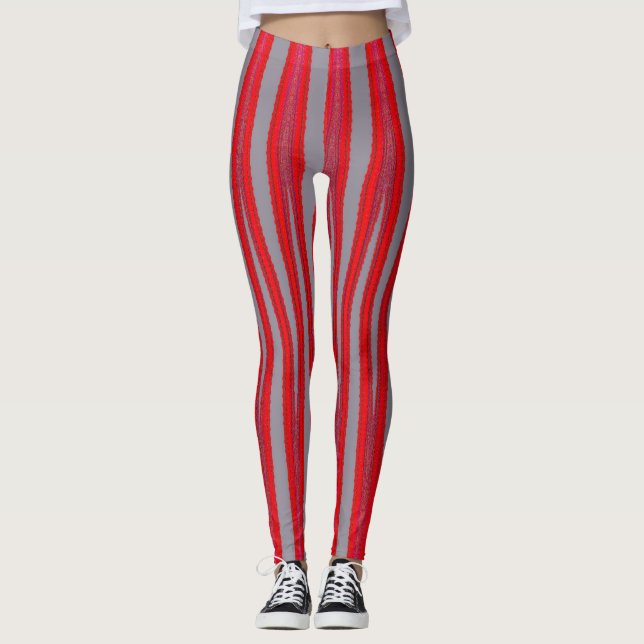 Leggings Patrón de banda roja Gimnasio de yoga Ejercicio Le (Anverso)
