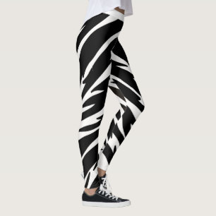 Leggings Patrón de bandas de tigre blanco negro de impresi