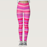 Leggings Patrón de bandas divertidas, felices, rosadas y pú<br><div class="desc">Este diseño de las leggings presenta un divertido,  alegre y ondulado patrón de rayas que presenta varios tonos de colores como el rosa y el violeta.</div>