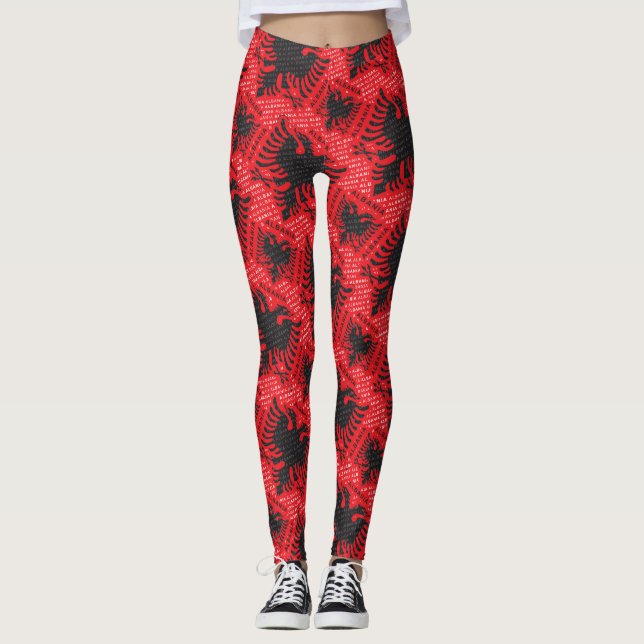 Leggings Patrón de bandera albanesa 2 (Anverso)