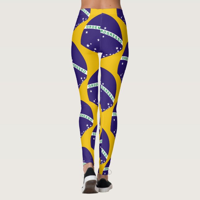Leggings Patrón de bandera de Brasil (Reverso)