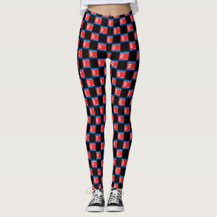 Leggings Patrón de bandera de Corea del Norte controlado