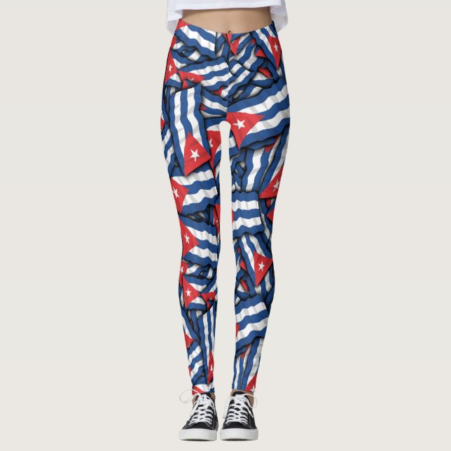 Leggings Patrón de bandera de Cuba (Anverso)