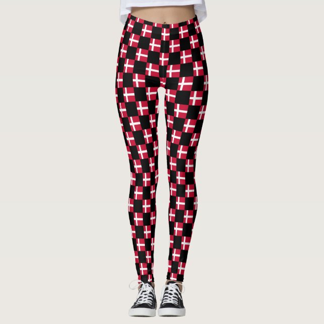 Leggings Patrón de bandera de Dinamarca controlado (Anverso)