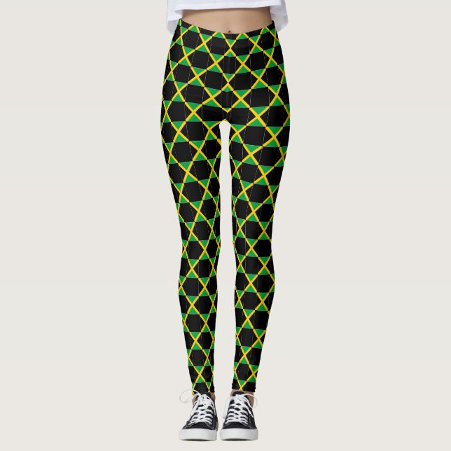 Leggings Patrón de bandera de Jamaica controlado (Anverso)