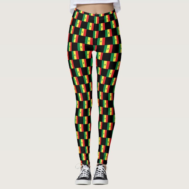Leggings Patrón de bandera de Senegal controlado (Anverso)