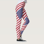 Leggings Patrón de bandera estadounidense<br><div class="desc">Diseño gráfico en ángulo de la bandera estadounidense.</div>