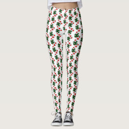 Leggings Patrón de bastón de caramelo de Navidad con lazos 