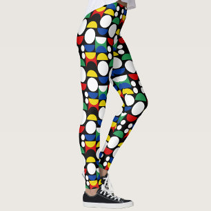 Leggings Patrón de Bauhaus Escandinavo Negro a Mediados del