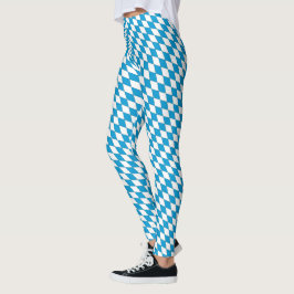 Leggings Patrón de Baviera Blanca Azul Medieval Lozenges