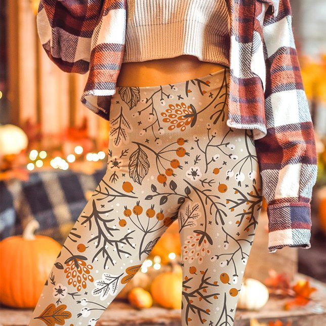 Leggings Patrón de bayas, hojas y ramas de otoño (Subido por el creador)