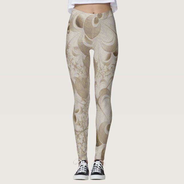 Leggings Patrón de beige abstracto (Anverso)