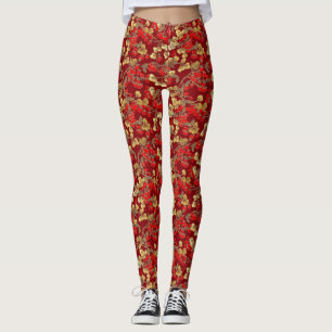 Leggings Patrón de Berry Rojo