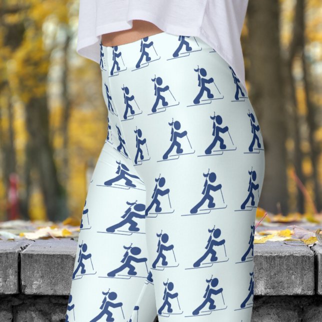 Leggings Patrón de biatlón de Azure Blue Womons Adorable (Womens Biathlon on Azure Blue Leggings)