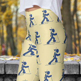 Leggings Patrón de biatlón de las mujeres blancas y azules 