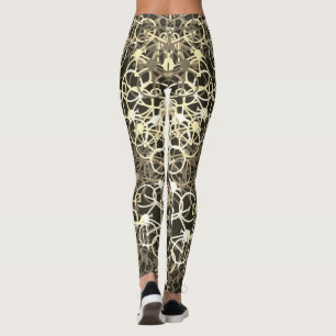 Leggings Patrón de bicicletas de color de café - Piernas de