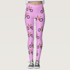 Leggings Patrón de bicicletas en rosa