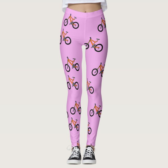 Leggings Patrón de bicicletas en rosa (Anverso)