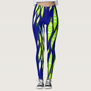 Leggings Patrón de bifurcación de hoja de neón
