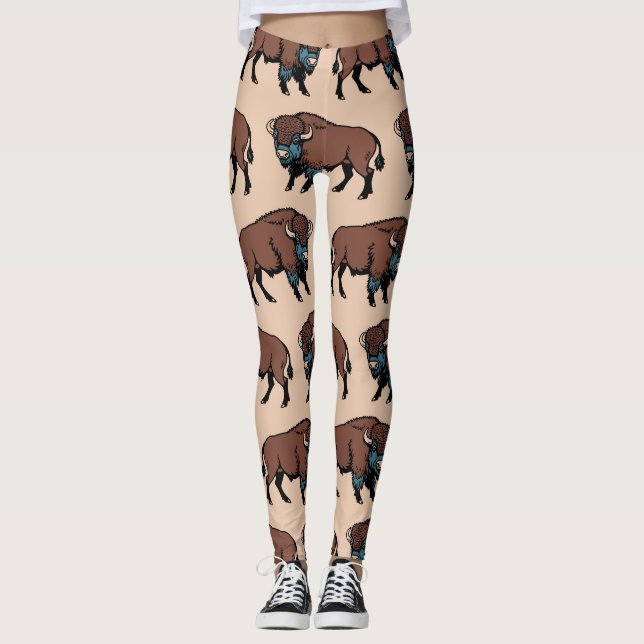 Leggings Patrón de Bison de Búfalo (Anverso)