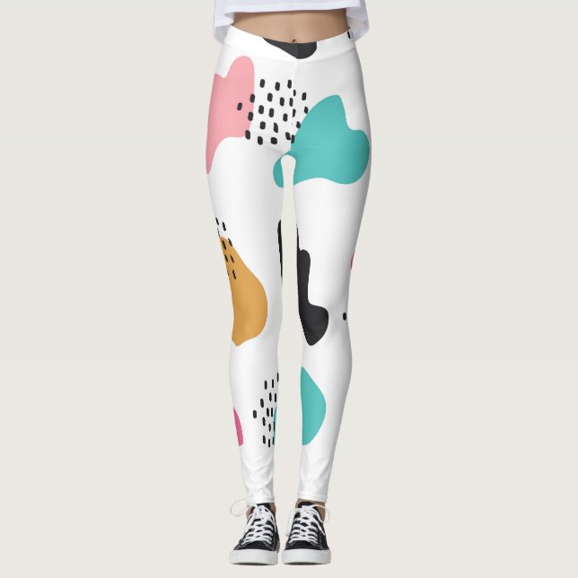 Leggings Patrón de blobs alegre (Anverso)