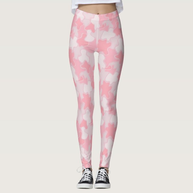 Leggings Patrón de Blobs rosa Pastel (Anverso)