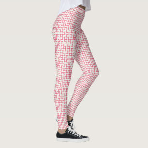Leggings Patrón de bloques blancos rojos