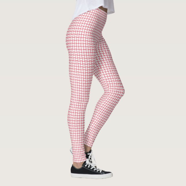 Leggings Patrón de bloques blancos rojos (Derecha)