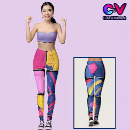 Leggings Patrón de bloques coloridos abstractos