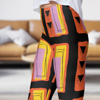 Leggings Patrón de bloques de abstracto negro moderno