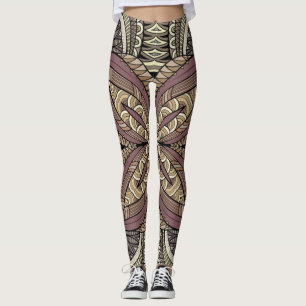 Leggings Patrón de boho geométrico de estilo vintage