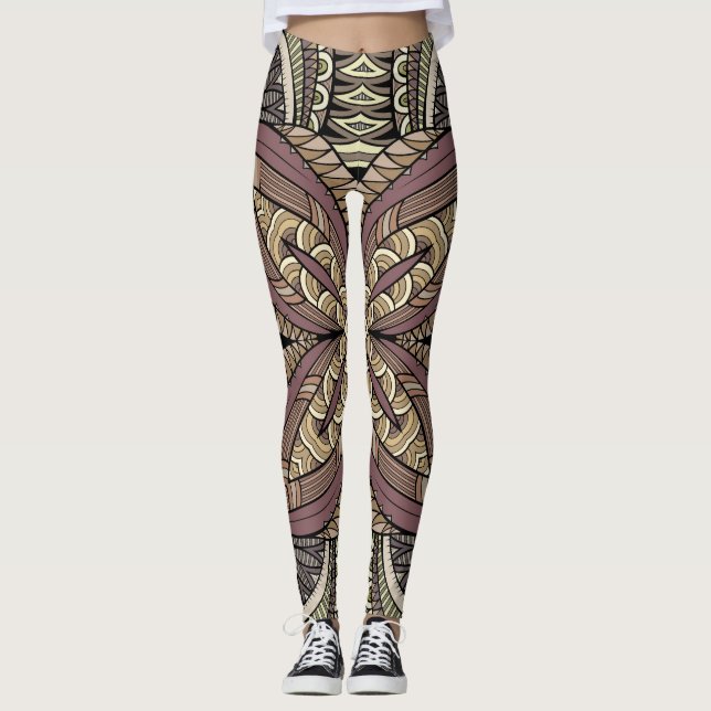 Leggings Patrón de boho geométrico de estilo vintage (Anverso)