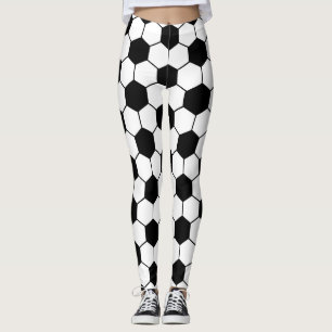 Leggings Patrón de bola de fútbol blanco y negro