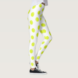 Leggings Patrón de bolas de tenis en blanco